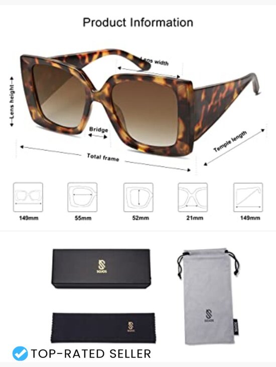 Retro Square Oversized Sunglasses Polarized UV Protection Trendy Classic Shades